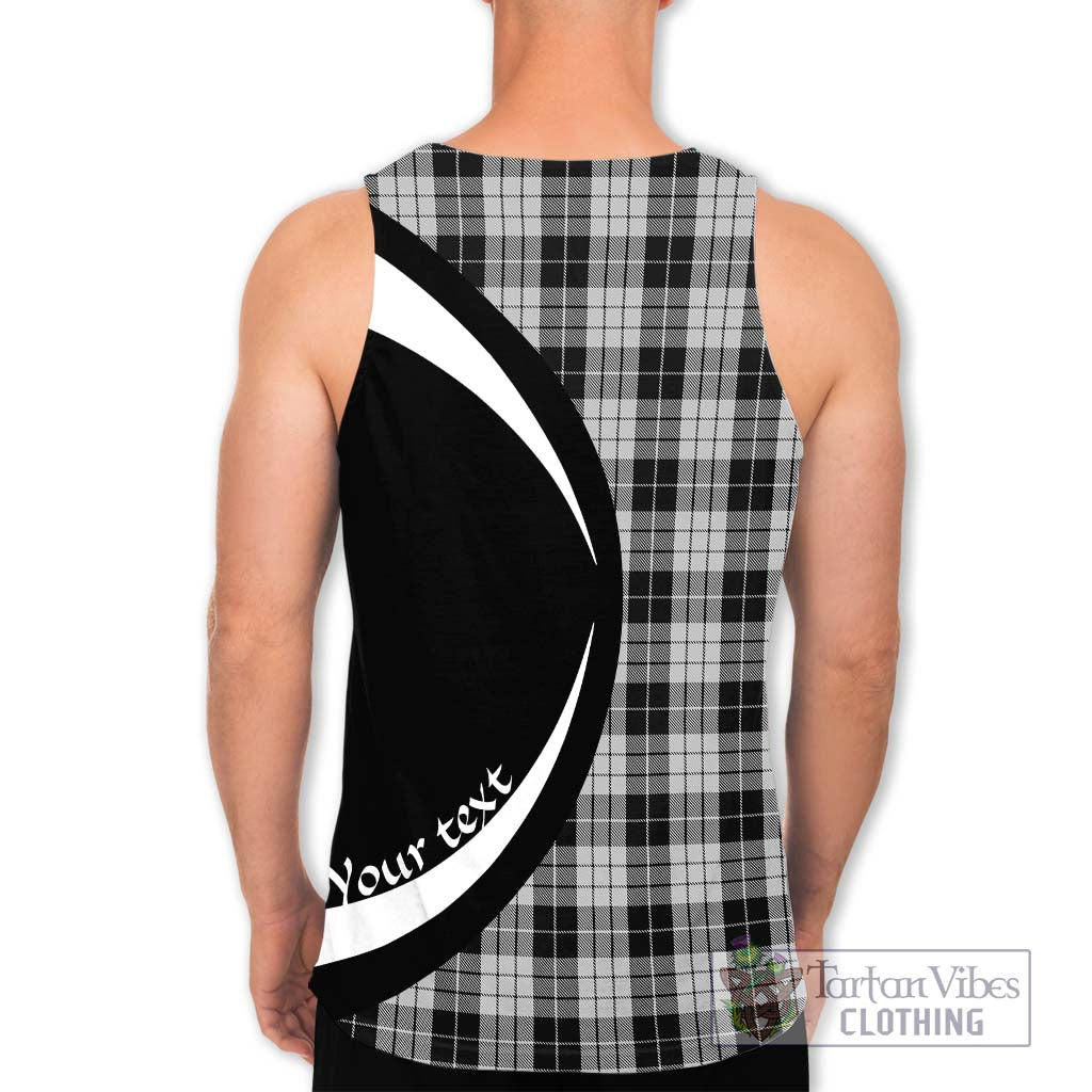 Tartan Vibes Clothing MacLeod Black and White Tartan Men's Tank Top with Family Crest Circle Style