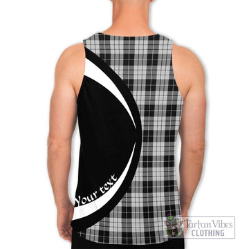 MacLeod Black and White Tartan Men's Tank Top with Family Crest Circle Style