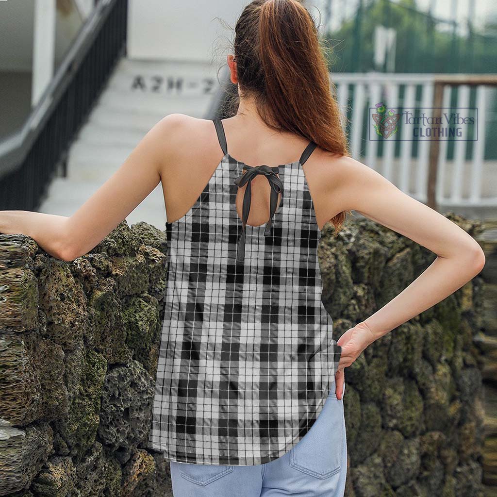 Tartan Vibes Clothing MacLeod Black and White Tartan Loose Halter Neck Camisole