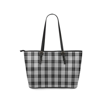 MacLeod Black and White Tartan Leather Tote Bag