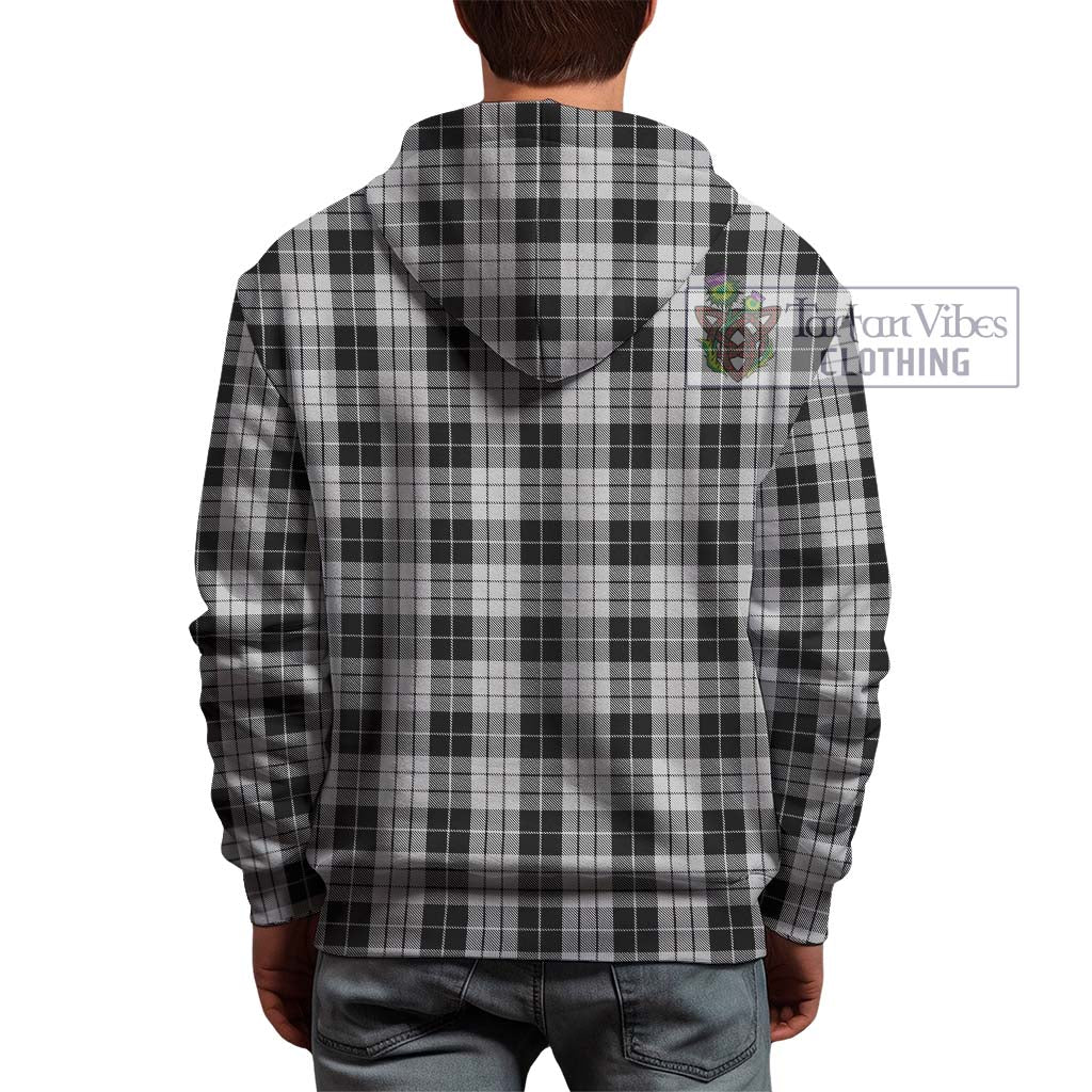 Tartan Vibes Clothing MacLeod Black and White Tartan Hoodie with Family Crest DNA In Me Style