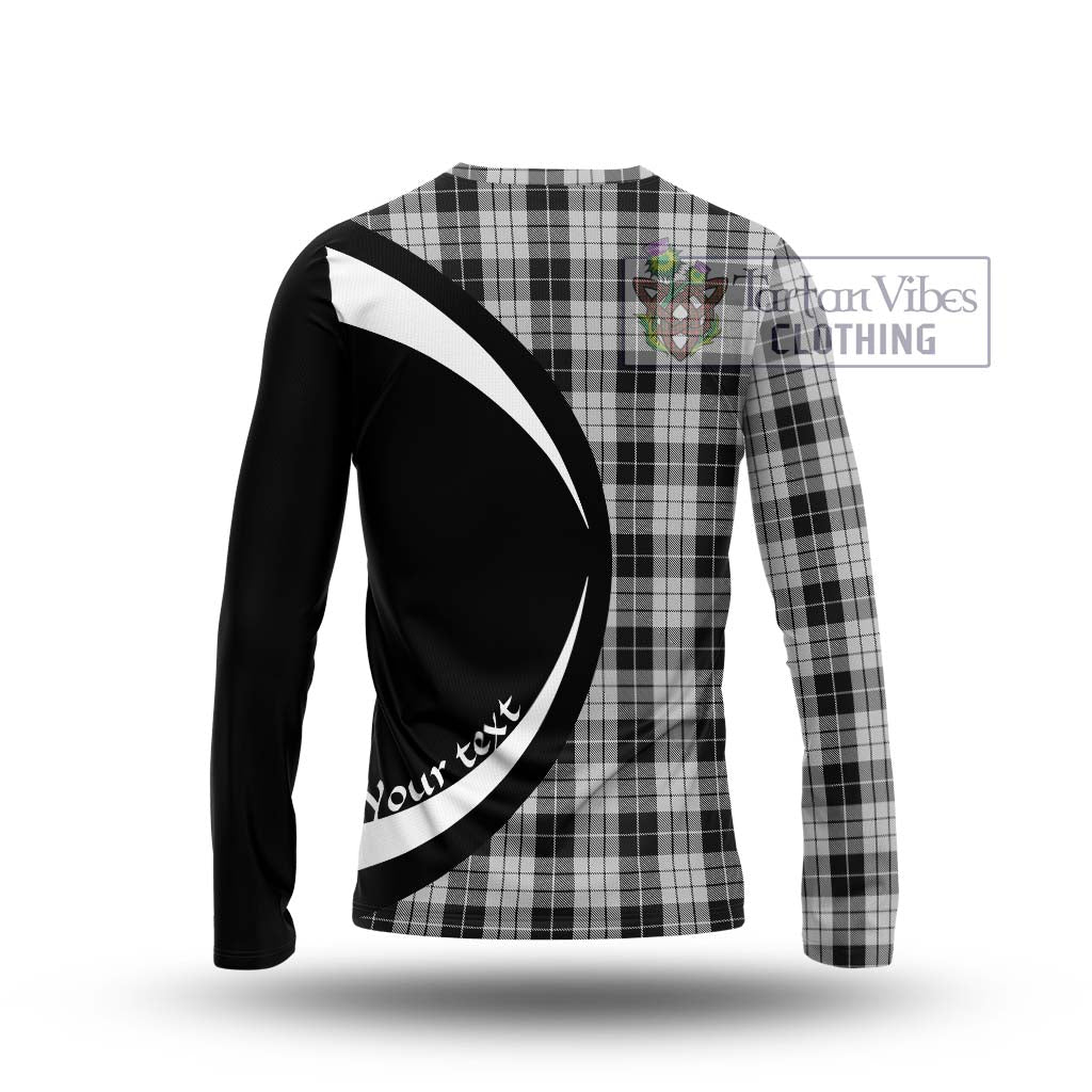 Tartan Vibes Clothing MacLeod Black and White Tartan Long Sleeve T-Shirt with Family Crest Circle Style