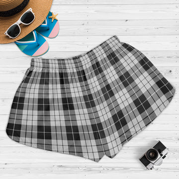 MacLeod Black and White Tartan Womens Shorts