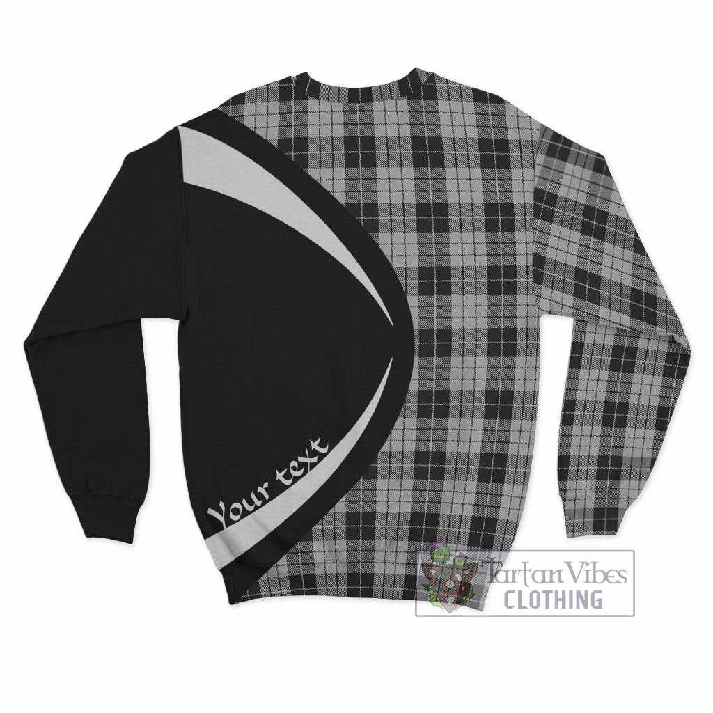 Tartan Vibes Clothing MacLeod Black and White Tartan Sweatshirt with Family Crest Circle Style