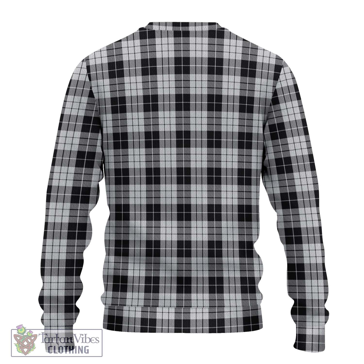 Tartan Vibes Clothing MacLeod Black and White Tartan Knitted Sweater with Family Crest DNA In Me Style