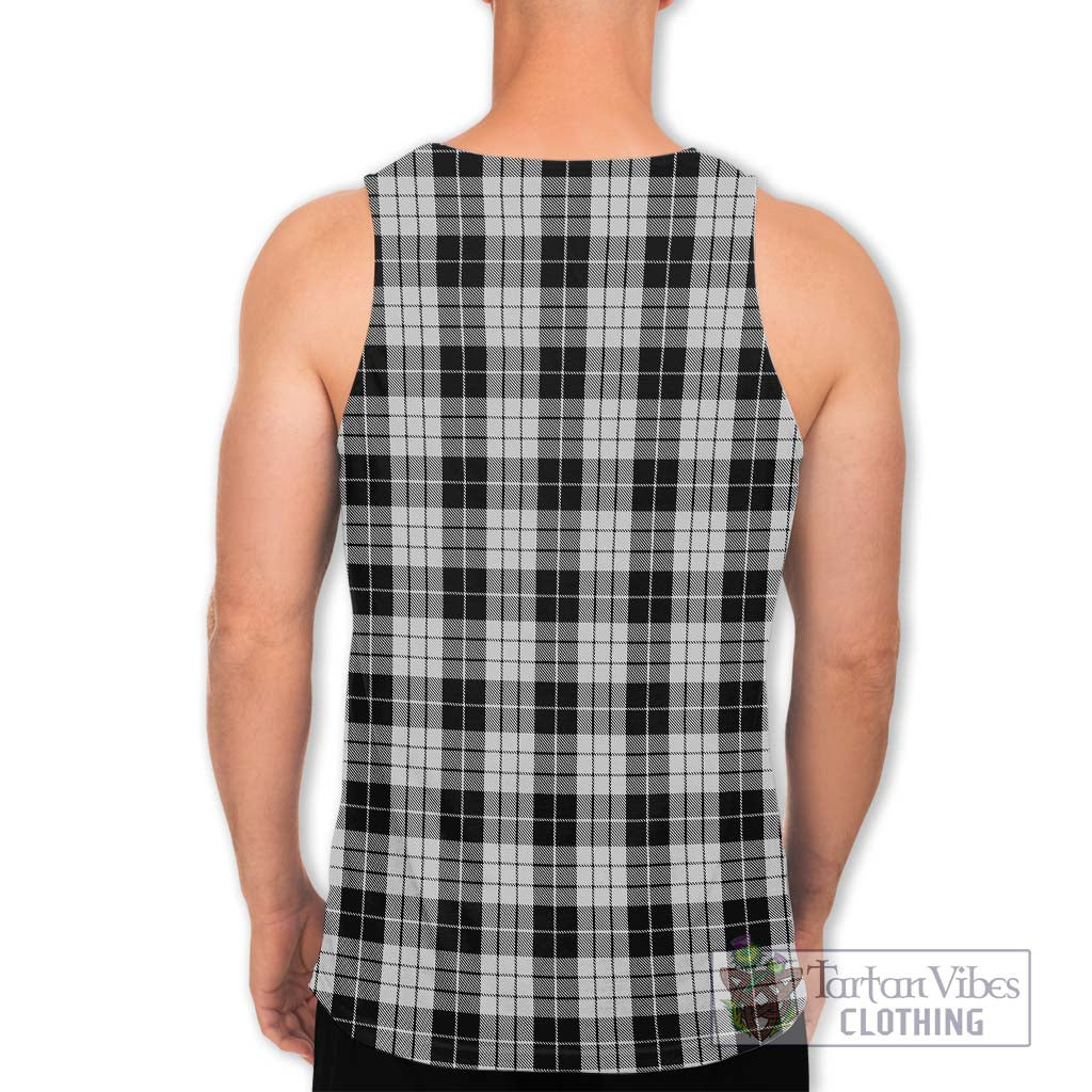 Tartan Vibes Clothing MacLeod Black and White Tartan Men's Tank Top with Family Crest DNA In Me Style