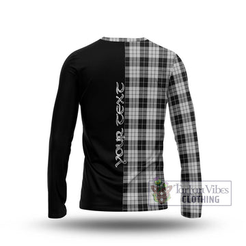 MacLeod Black and White Tartan Long Sleeve T-Shirt with Family Crest and Half Of Me Style