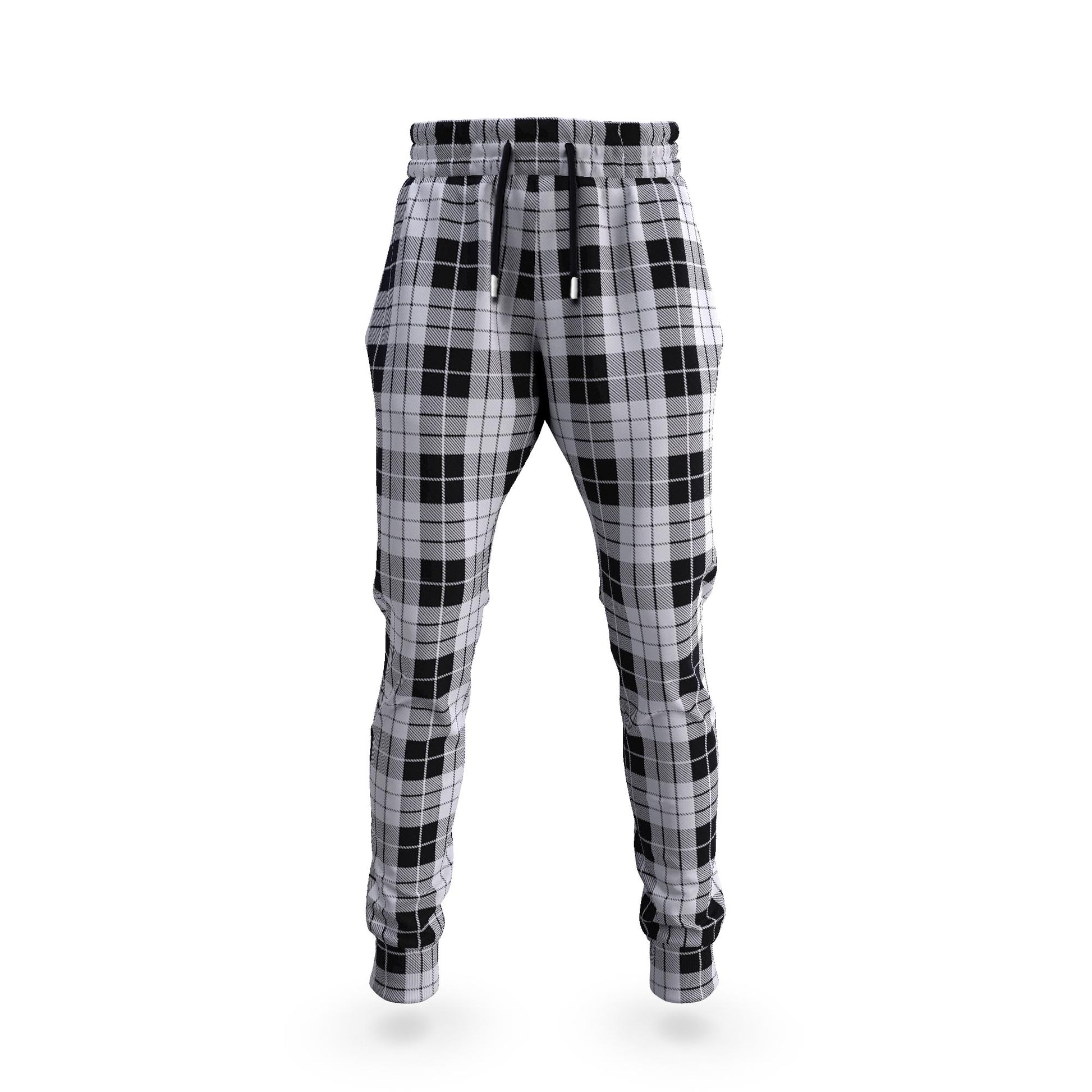 MacLeod Black and White Tartan Joggers Pants - Tartanvibesclothing