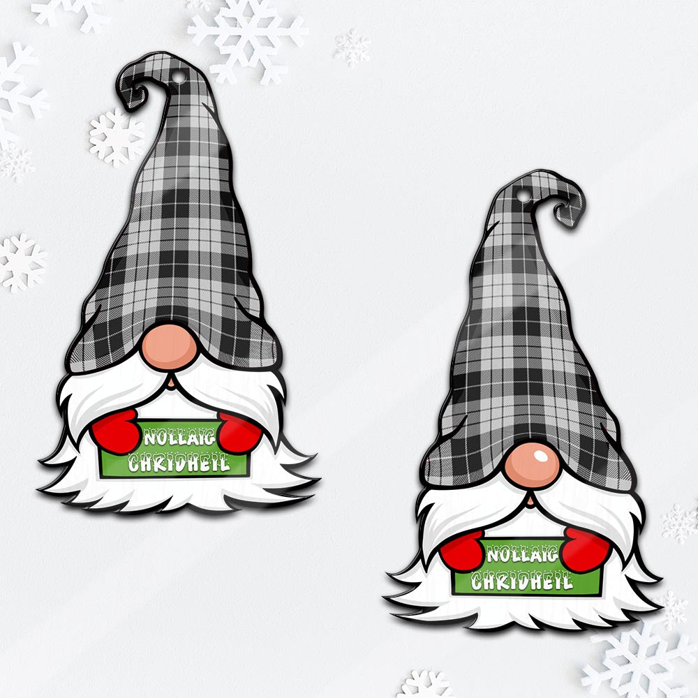 MacLeod Black and White Gnome Christmas Ornament with His Tartan Christmas Hat Mica Ornament - Tartanvibesclothing