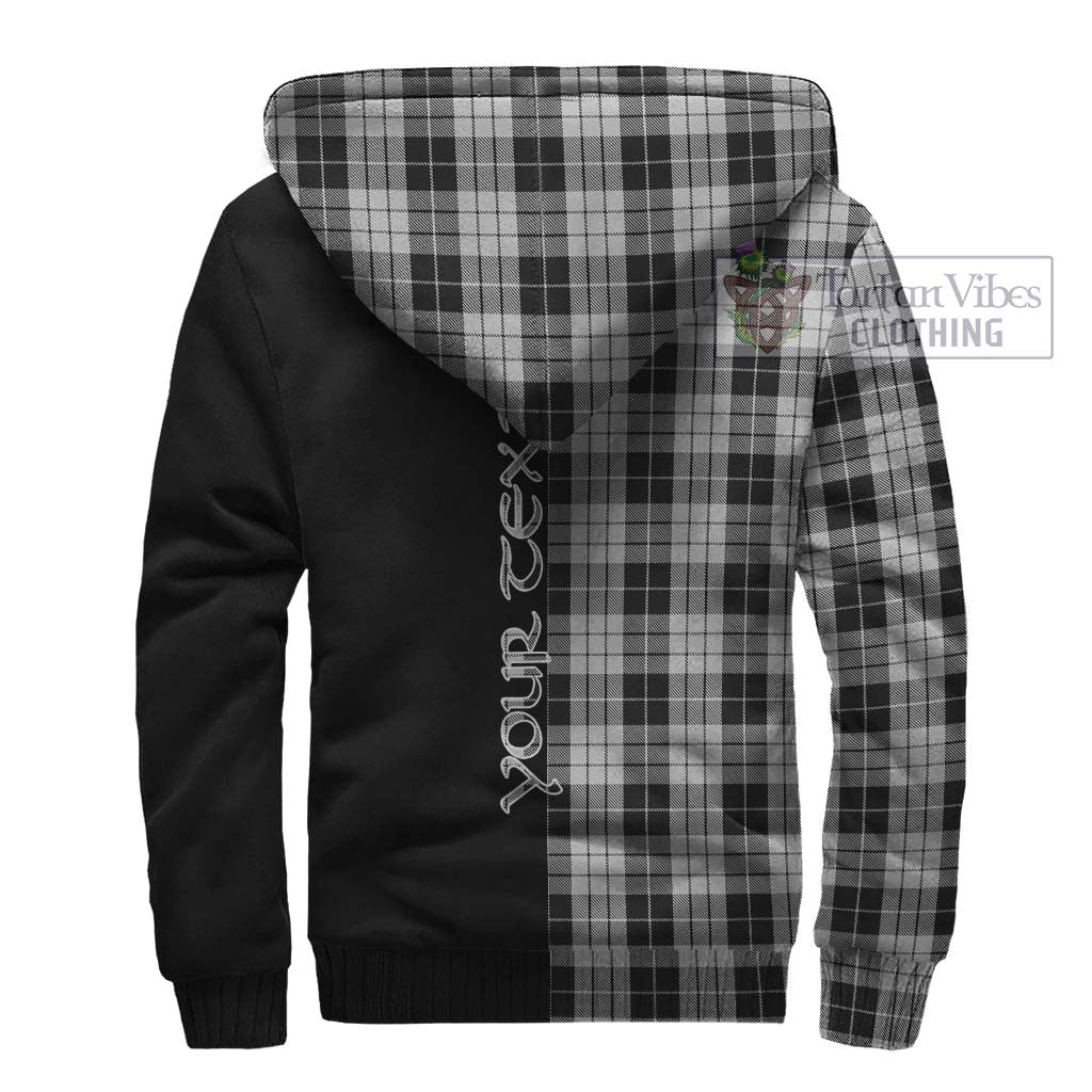 Tartan Vibes Clothing MacLeod Black and White Tartan Sherpa Hoodie with Family Crest and Half Of Me Style