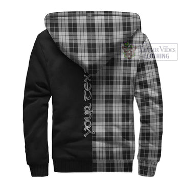 MacLeod Black and White Tartan Sherpa Hoodie with Family Crest and Half Of Me Style