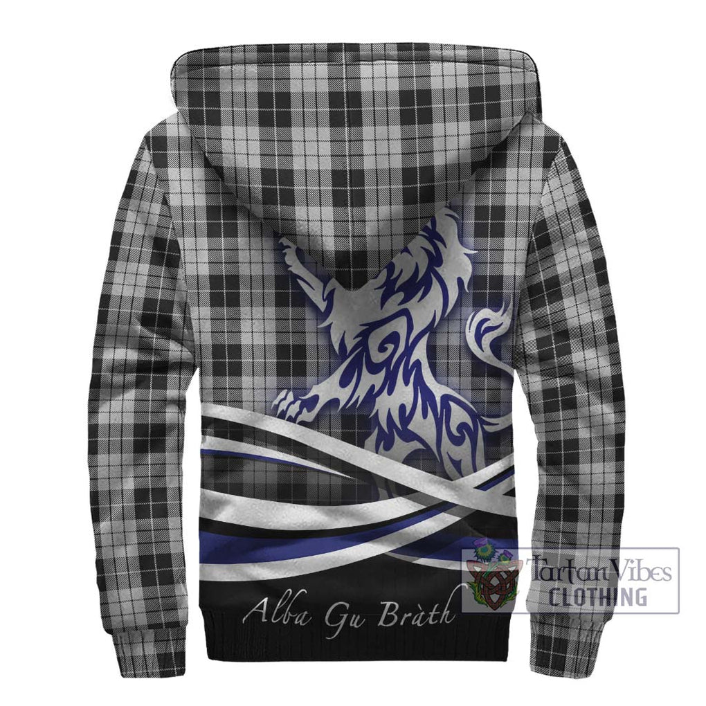 MacLeod Black and White Tartan Sherpa Hoodie with Alba Gu Brath Regal Lion Emblem - Tartanvibesclothing Shop