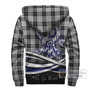 MacLeod Black and White Tartan Sherpa Hoodie with Alba Gu Brath Regal Lion Emblem