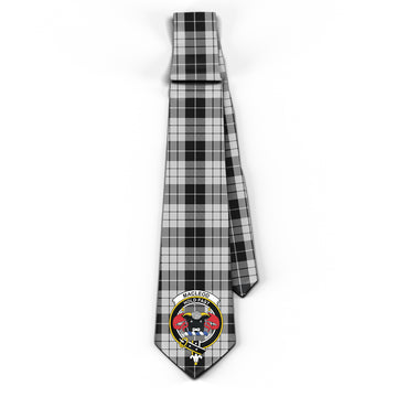 MacLeod Black and White Tartan Classic Necktie with Family Crest