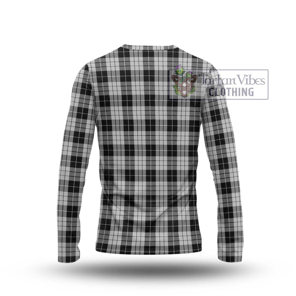 Tartan Vibes Clothing MacLeod Black and White Tartan Long Sleeve T-Shirt with Family Crest DNA In Me Style