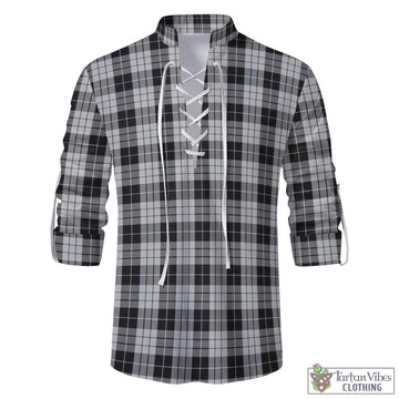 MacLeod Black and White Tartan Men's Scottish Traditional Jacobite Ghillie Kilt Shirt