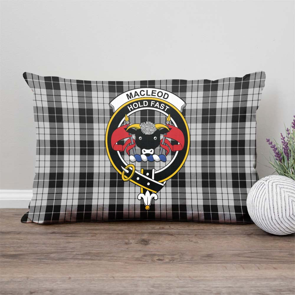 MacLeod Black and White Tartan Pillow Cover with Family Crest Rectangle Pillow Cover - Tartanvibesclothing