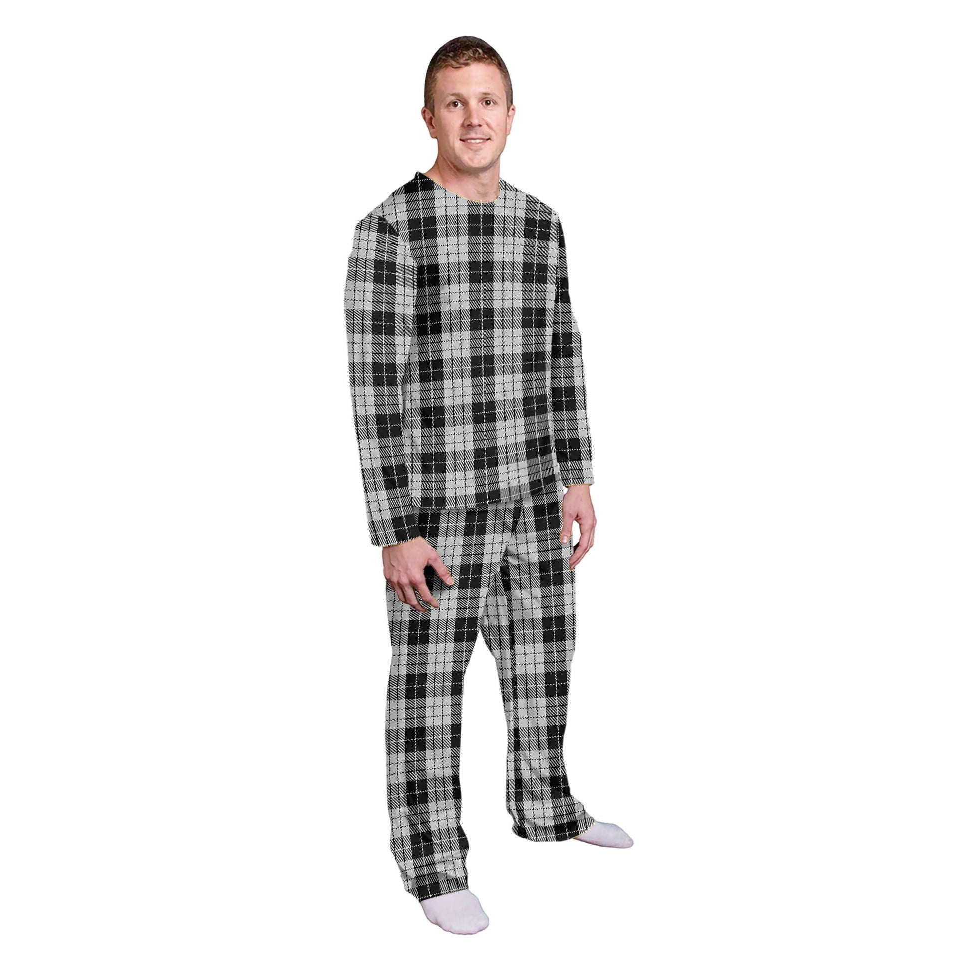 MacLeod Black and White Tartan Pajamas Family Set Kid - Tartan Vibes Clothing