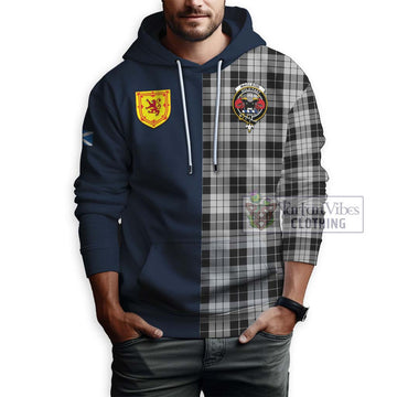 MacLeod Black and White Tartan Hoodie with Scottish Lion Royal Arm Half Style