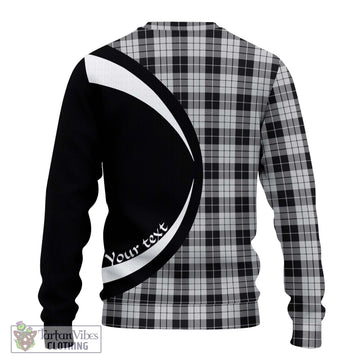 MacLeod Black and White Tartan Knitted Sweater with Family Crest Circle Style