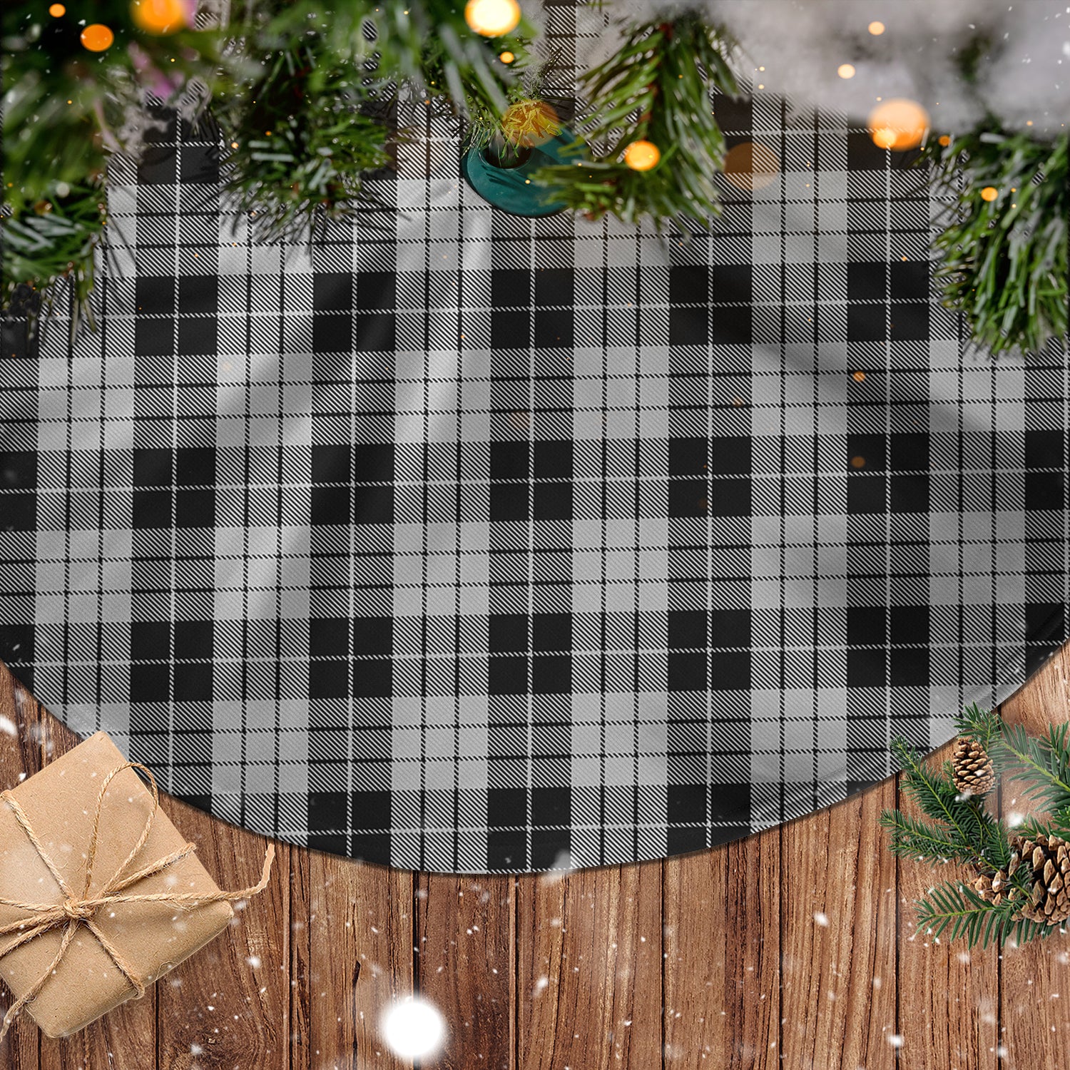 MacLeod Black and White Tartan Christmas Tree Skirt - Tartanvibesclothing