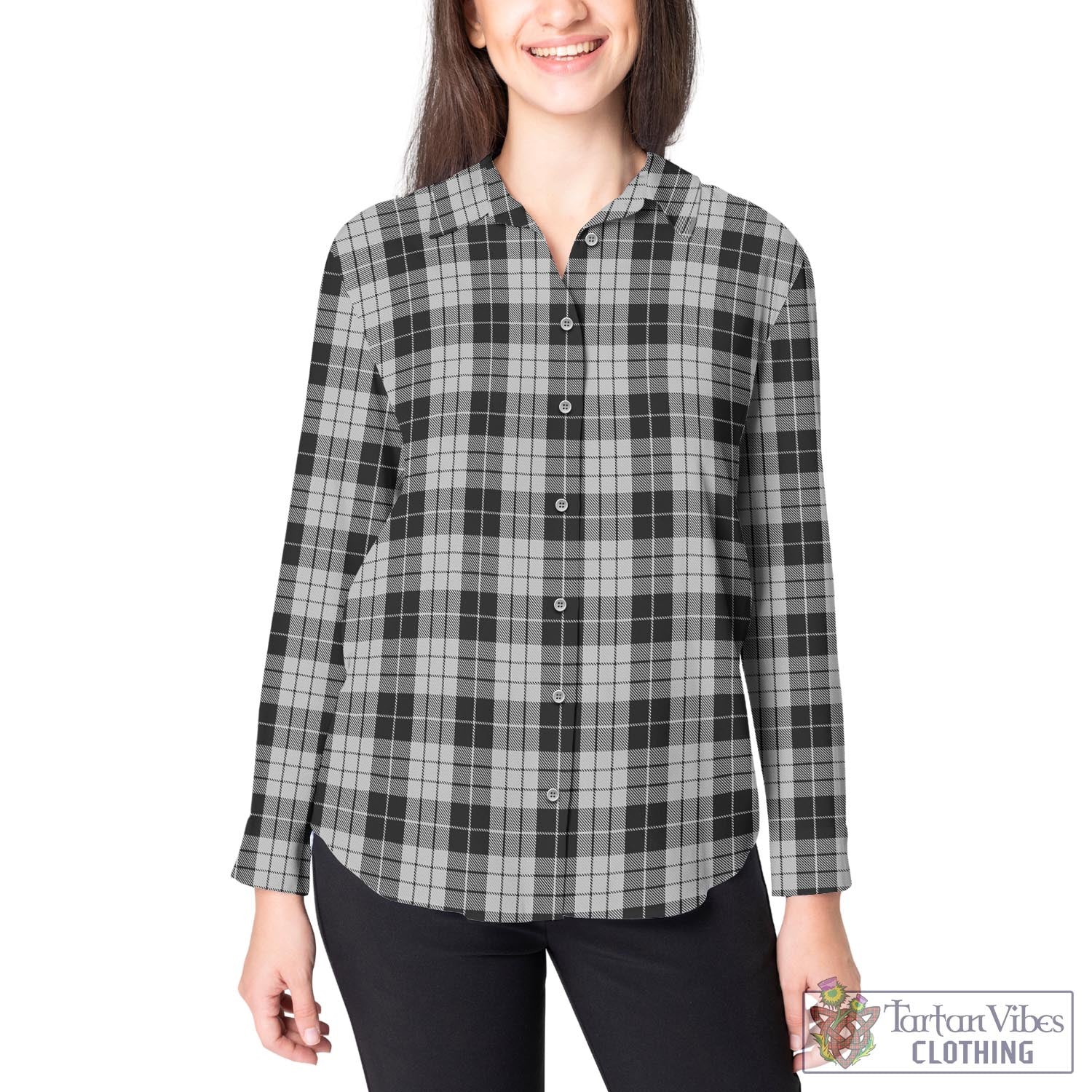 MacLeod Black and White Tartan Womens Casual Shirt