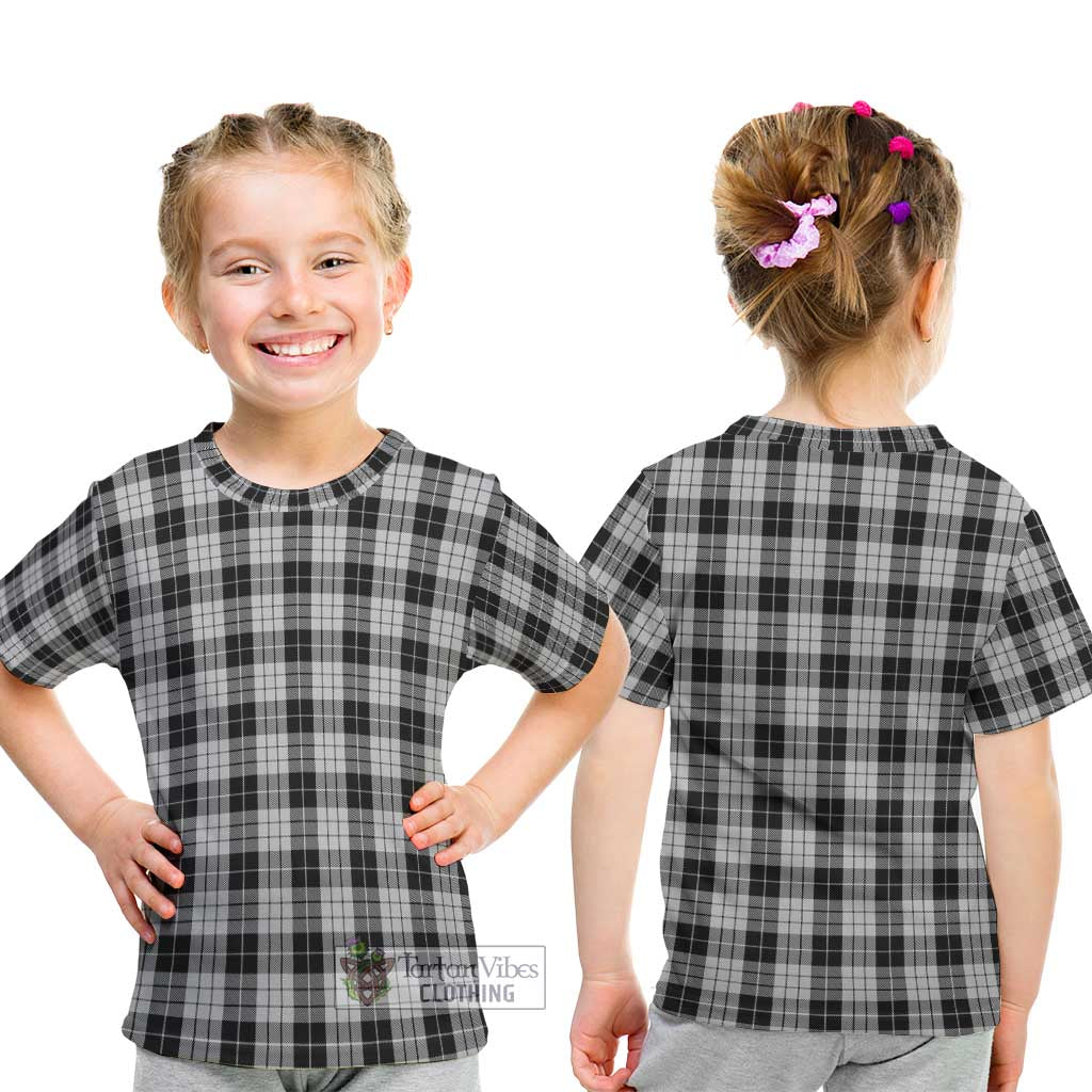 Tartan Vibes Clothing MacLeod Black and White Tartan Kid T-Shirt