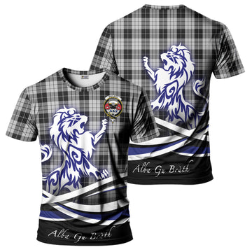 MacLeod Black and White Tartan T-Shirt with Alba Gu Brath Regal Lion Emblem