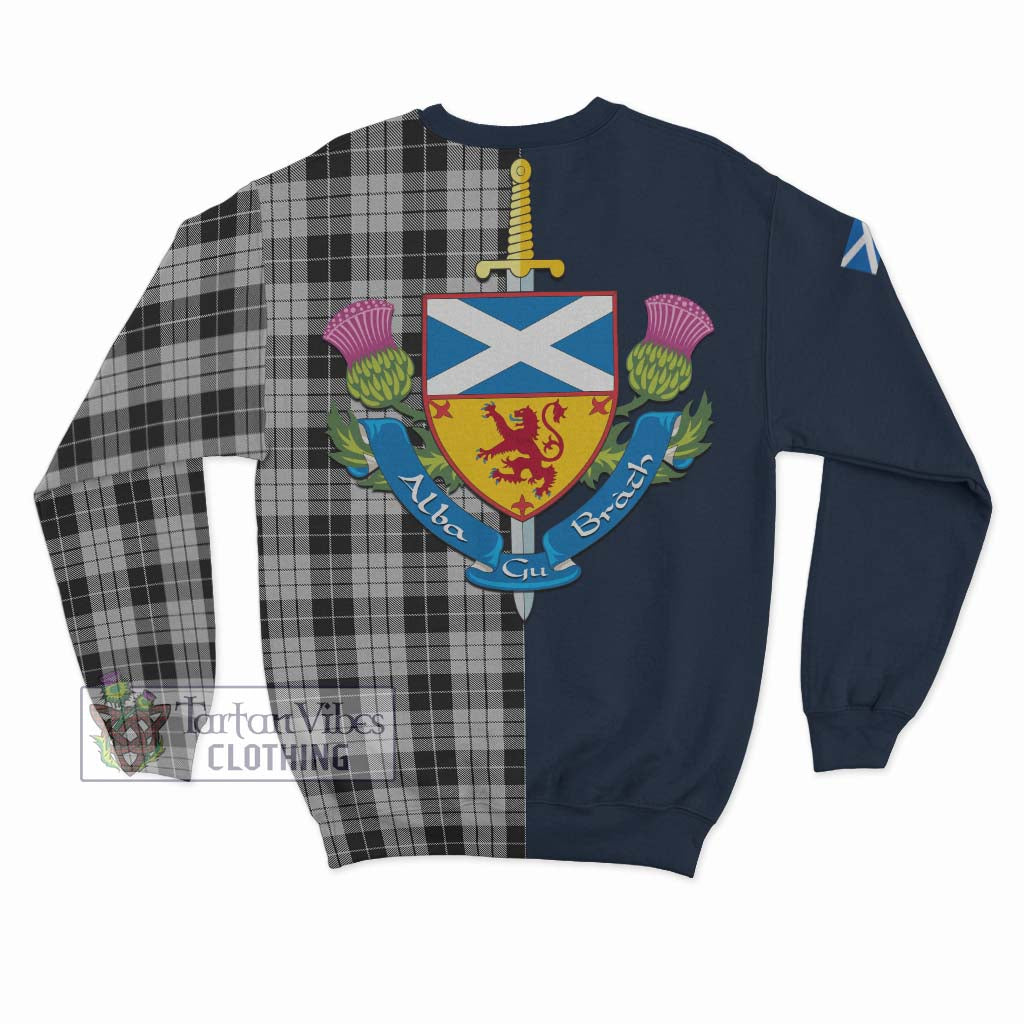 Tartan Vibes Clothing MacLeod Black and White Tartan Sweatshirt with Scottish Lion Royal Arm Half Style