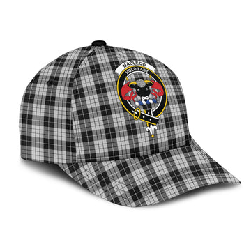 MacLeod Black and White Tartan Classic Cap with Family Crest