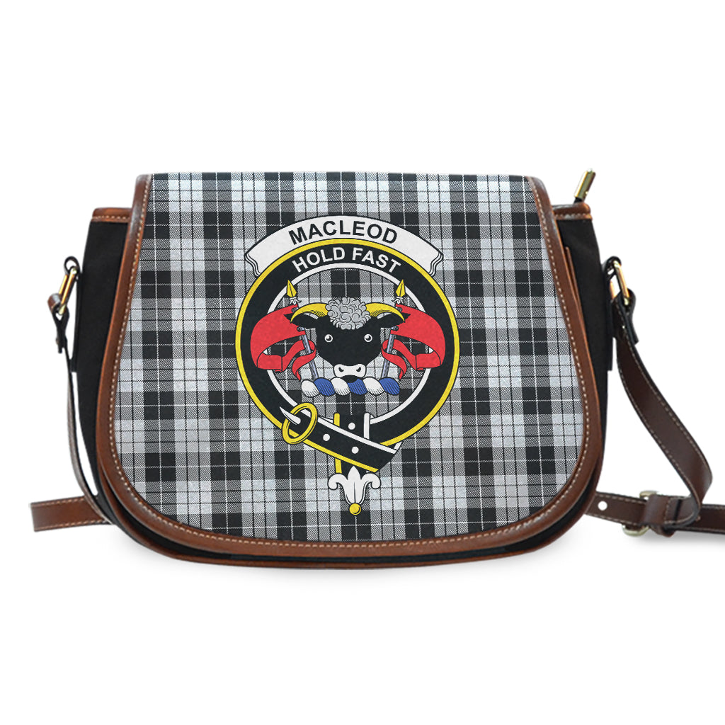 MacLeod Black and White Tartan Saddle Bag with Family Crest - Tartan Vibes Clothing