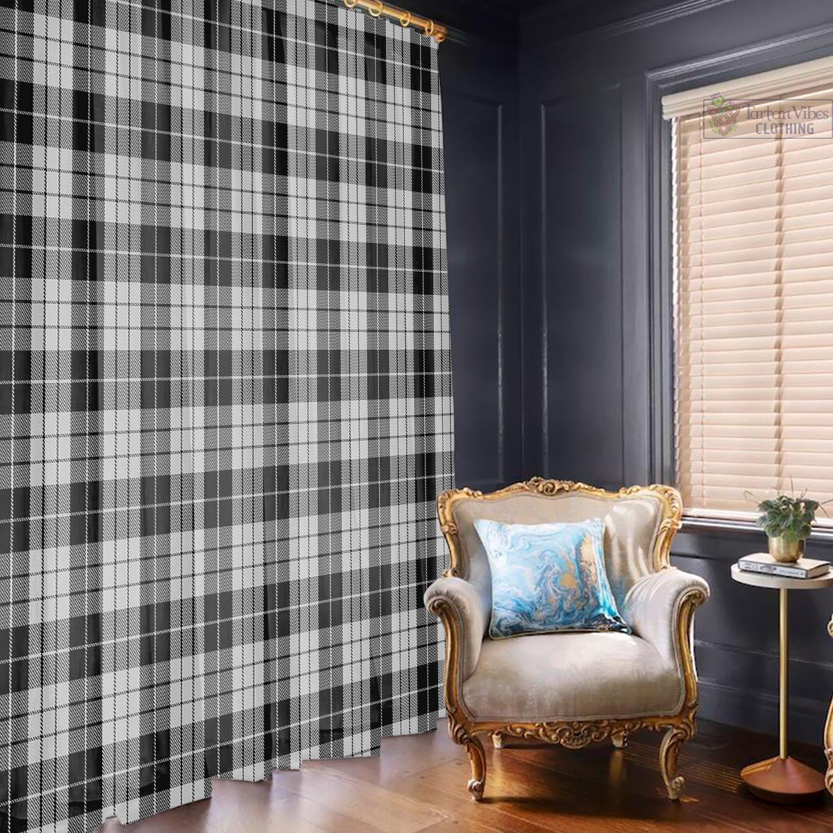 MacLeod Black and White Tartan Window Curtain