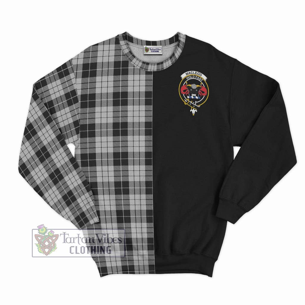 Tartan Vibes Clothing MacLeod Black and White Tartan Sweatshirt with Family Crest and Half Of Me Style