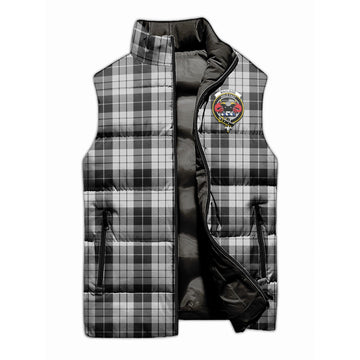 MacLeod Black and White Tartan Sleeveless Puffer Jacket with Family Crest