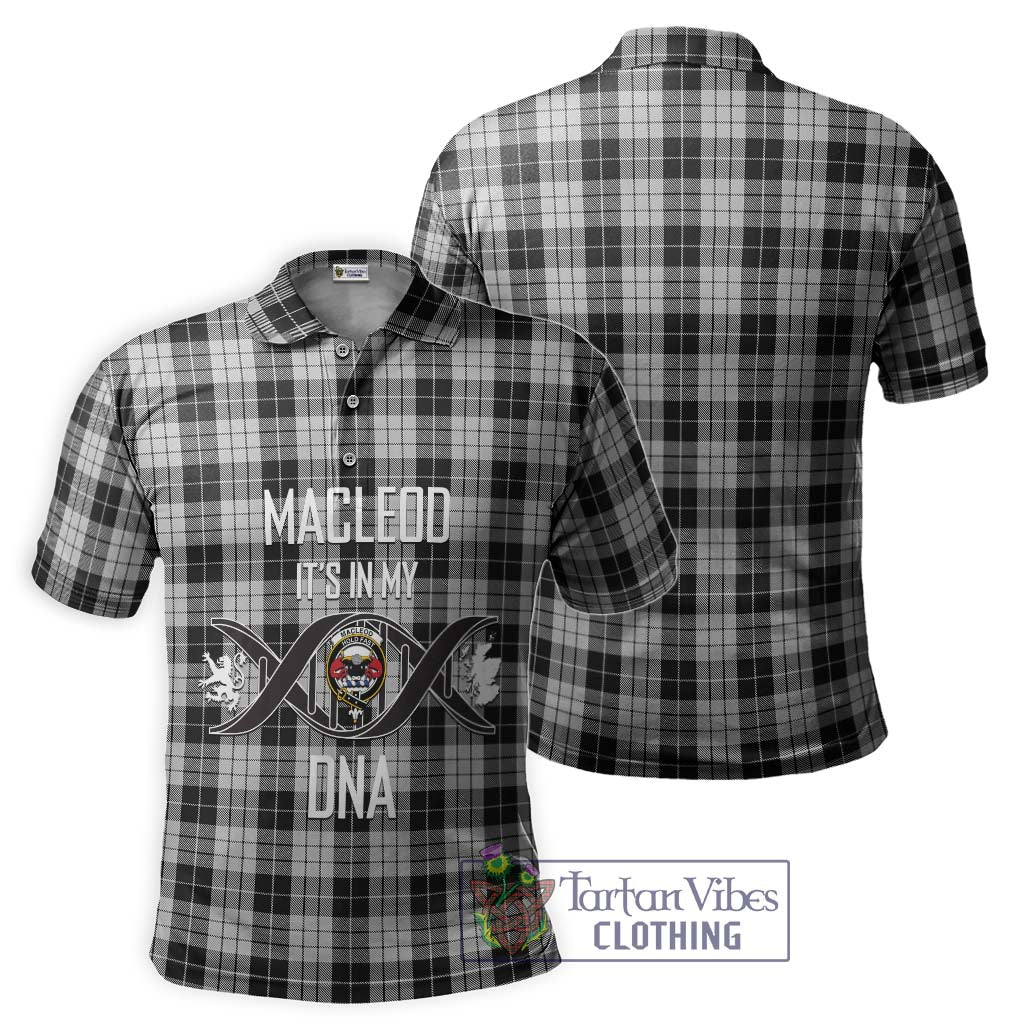 Tartan Vibes Clothing MacLeod Black and White Tartan Polo Shirt with Family Crest DNA In Me Style