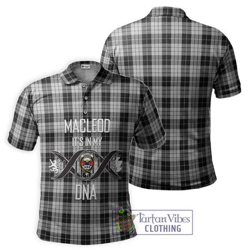 MacLeod Black and White Tartan Polo Shirt with Family Crest DNA In Me Style