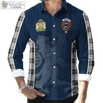 MacLeod Black and White Tartan Long Sleeve Button Up Shirt with Family Crest and Lion Rampant Vibes Sport Style