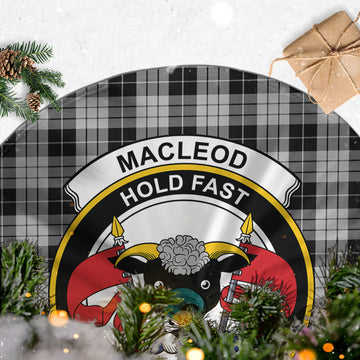 MacLeod Black and White Tartan Christmas Tree Skirt with Family Crest