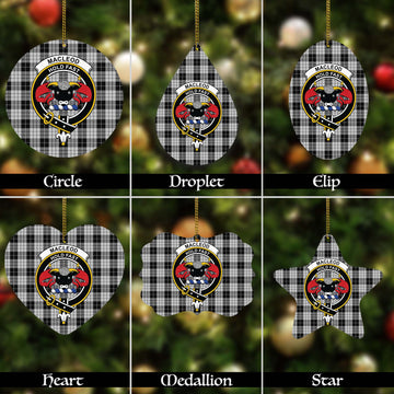 MacLeod Black and White Tartan Christmas Ornaments with Family Crest