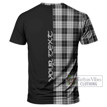 MacLeod Black and White Tartan T-Shirt with Family Crest and Half Of Me Style