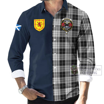 MacLeod Black and White Tartan Long Sleeve Button Shirt with Scottish Lion Royal Arm Half Style