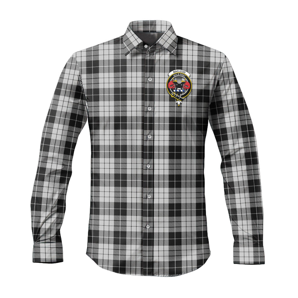 macleod-black-and-white-tartan-long-sleeve-button-up-shirt-with-family-crest