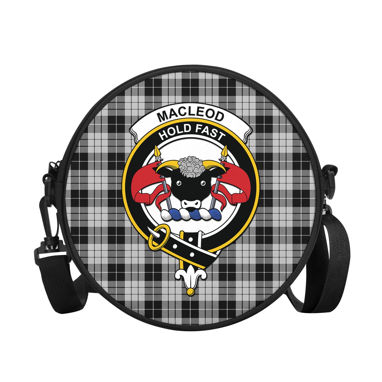 macleod-black-and-white-tartan-round-satchel-bags-with-family-crest