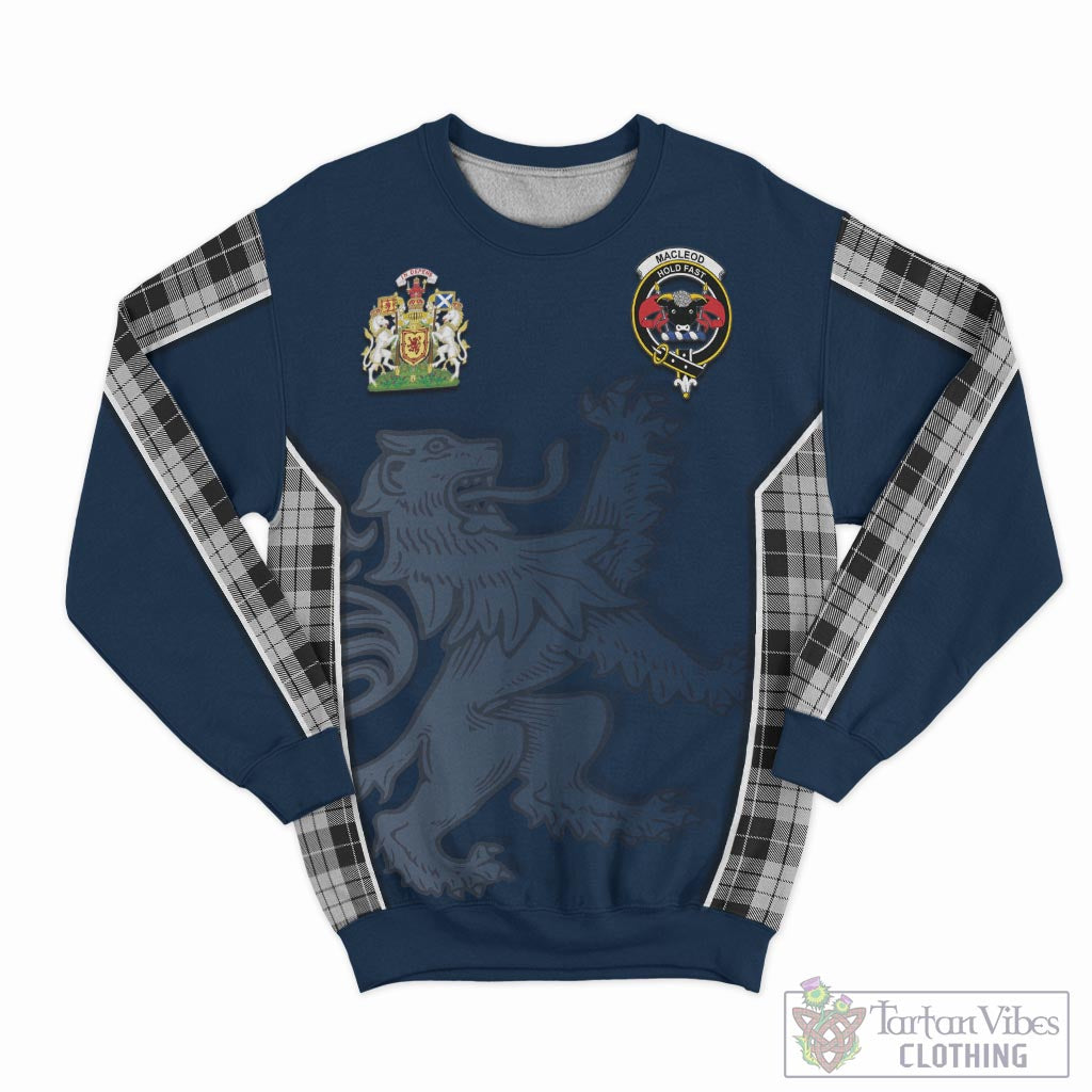 Tartan Vibes Clothing MacLeod Black and White Tartan Sweater with Family Crest and Lion Rampant Vibes Sport Style