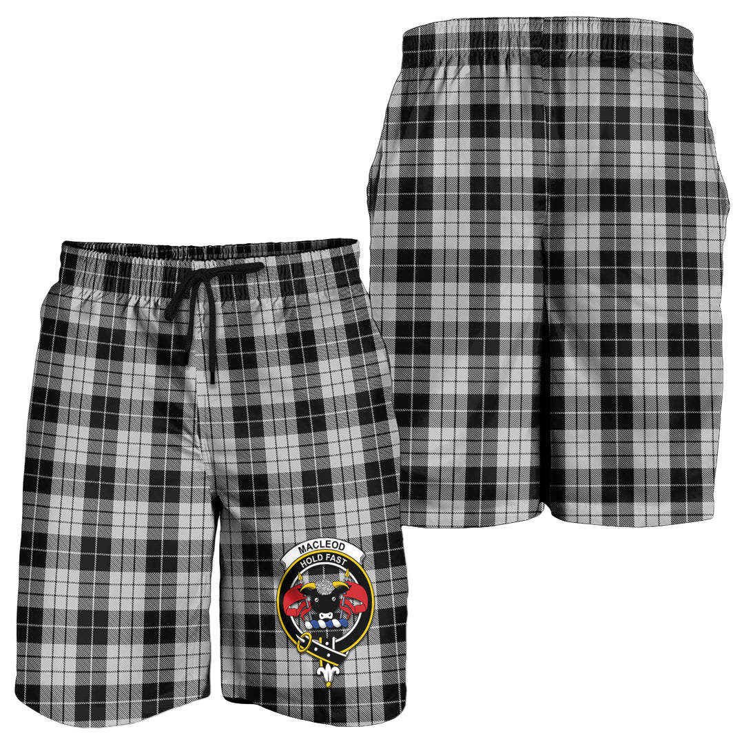 macleod-black-and-white-tartan-mens-shorts-with-family-crest