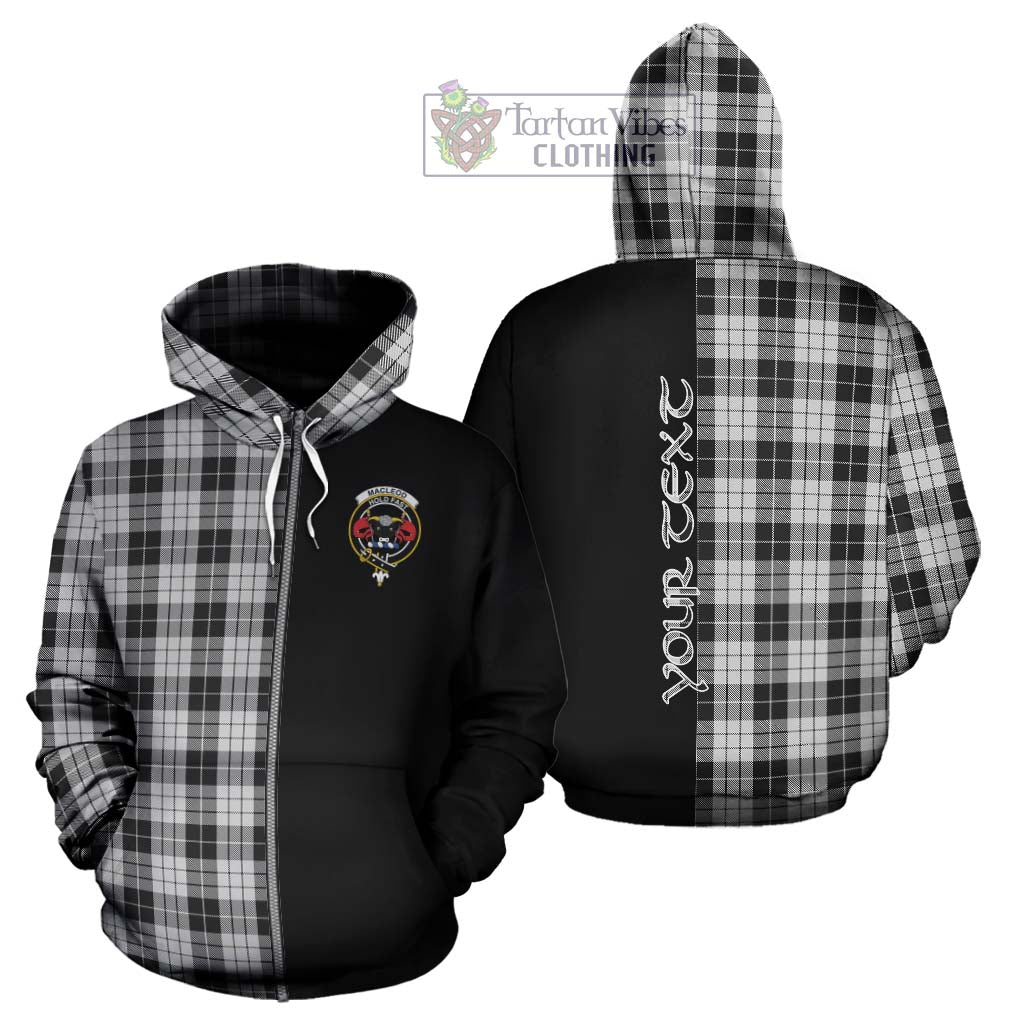 Tartan Vibes Clothing MacLeod Black and White Tartan Hoodie with Family Crest and Half Of Me Style