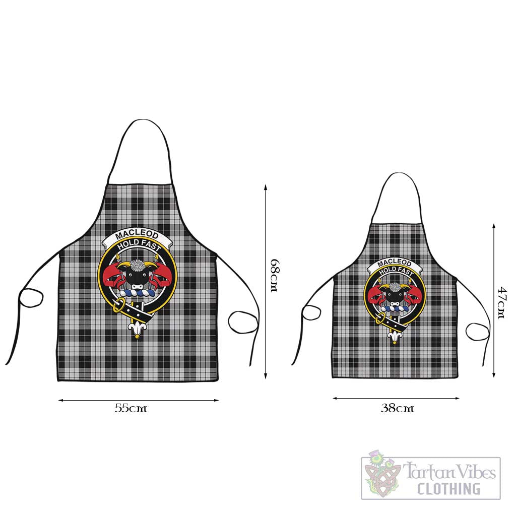 Tartan Vibes Clothing MacLeod Black and White Tartan Apron with Family Crest