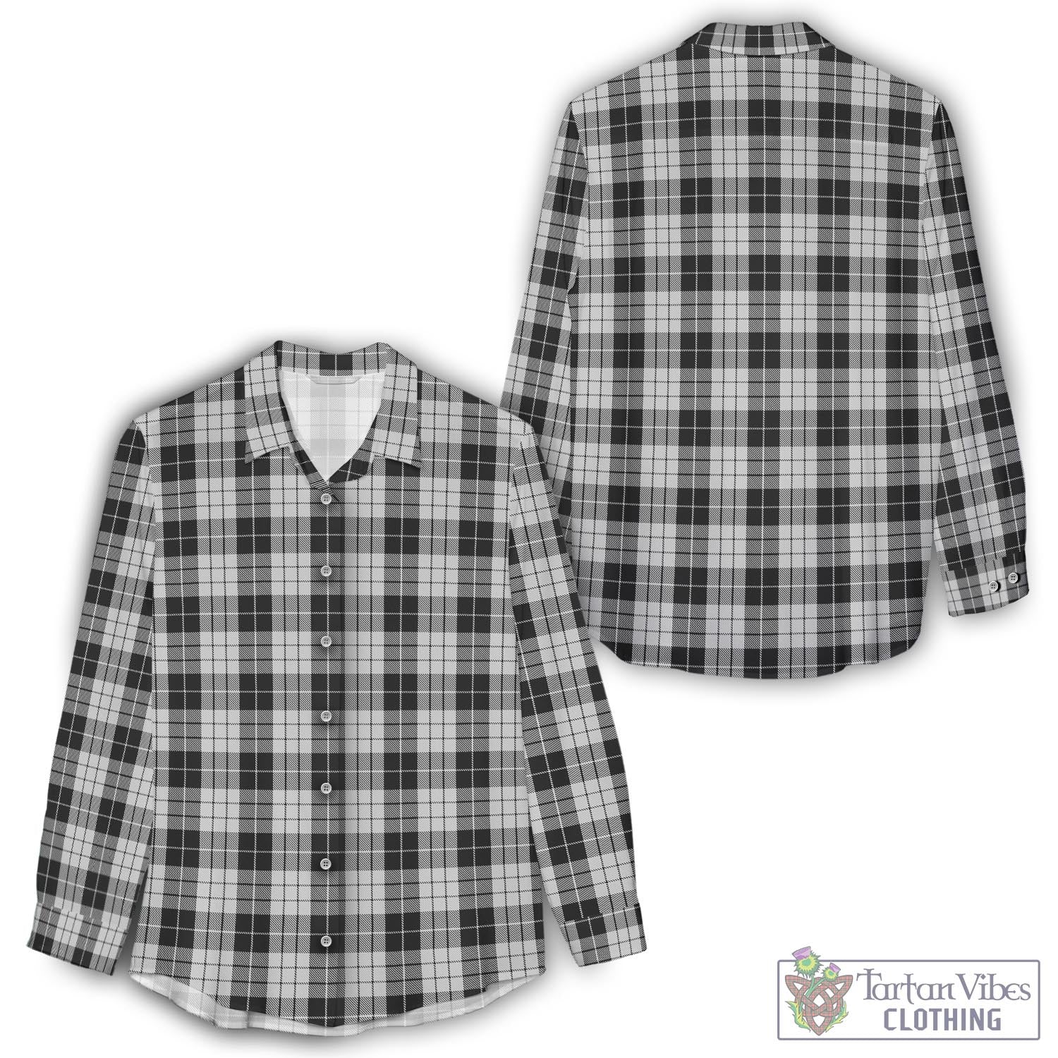 MacLeod Black and White Tartan Womens Casual Shirt