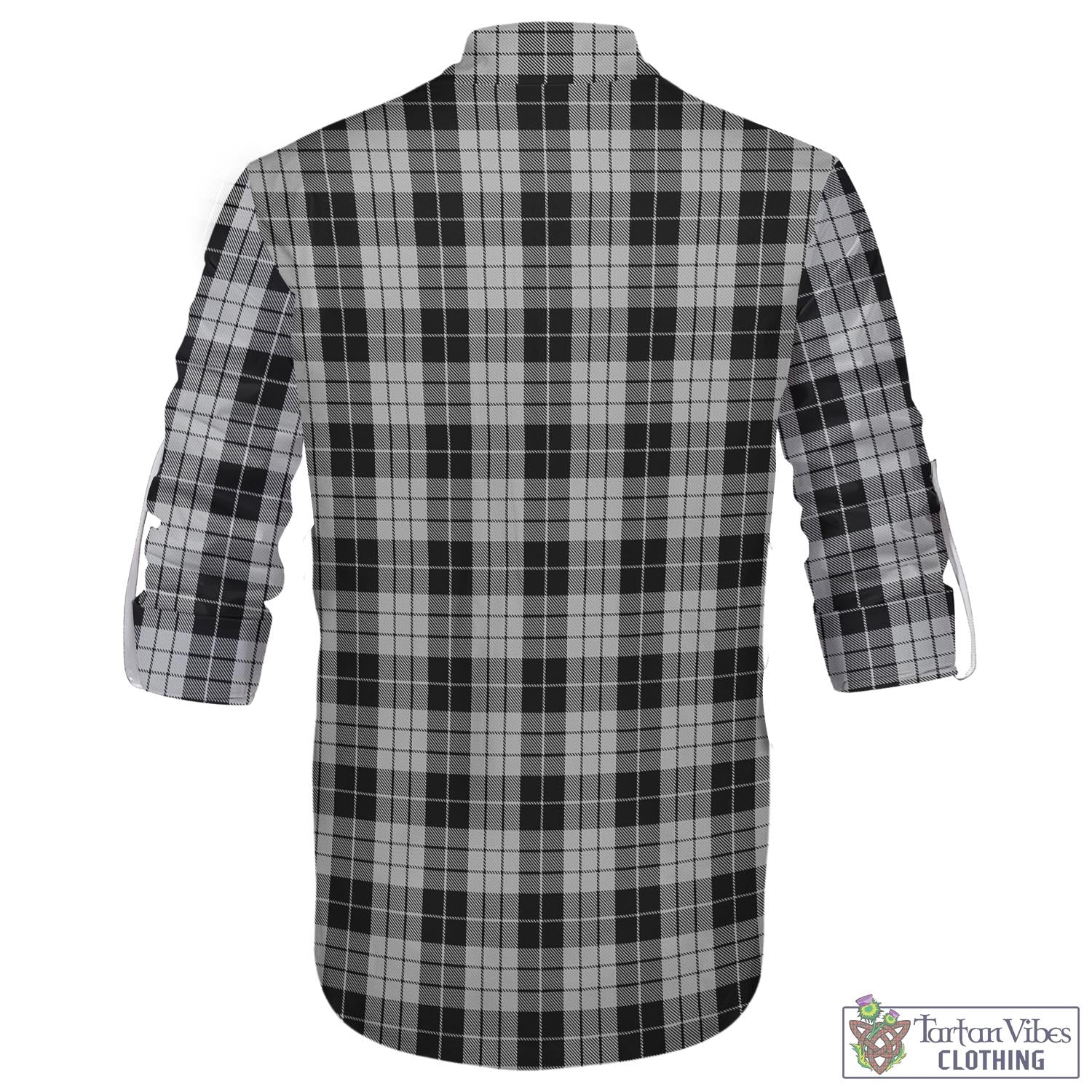 Tartan Vibes Clothing MacLeod Black and White Tartan Men's Scottish Traditional Jacobite Ghillie Kilt Shirt