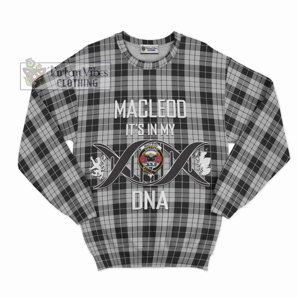 Tartan Vibes Clothing MacLeod Black and White Tartan Sweatshirt with Family Crest DNA In Me Style